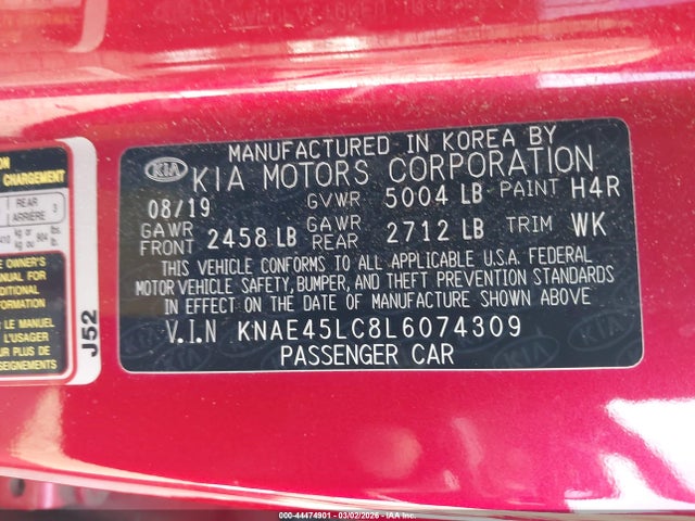 2020 KIA STINGER KNAE45LC8L6074309 Photo 8