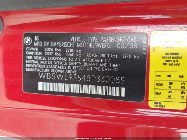 2008 BMW M3 WBSWL93548P330085 Photo 8