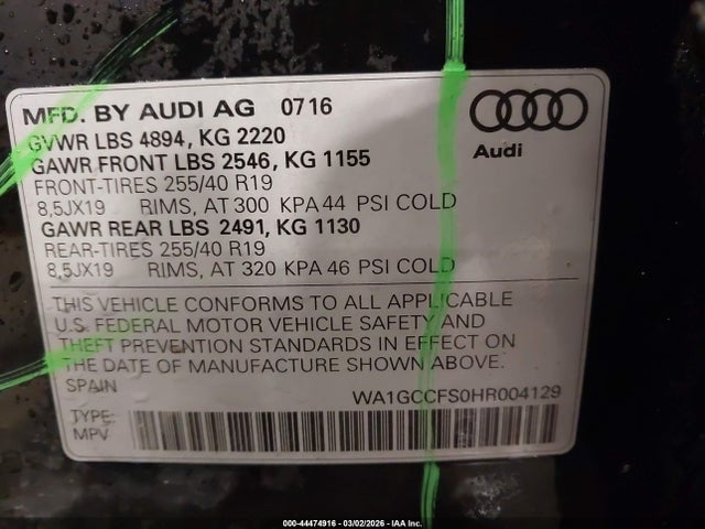 WA1GCCFS0HR004129 Audi Q3 2.0t Premium