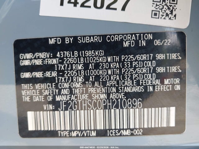 Aukcja sprzedaży 2023 Subaru Crosstrek Sport, vin: JF2GTHSC0PH210896, numer aukcji: 44474930