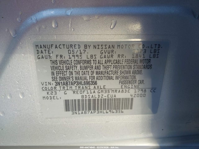 Nissan SENTRA SV 2017 3N1AB7AP3HL696356 Image 9