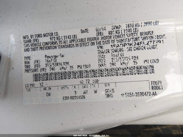1FADP3K24EL277291 Ford FOCUS SE