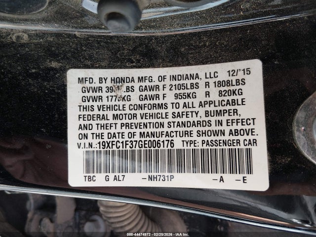 19XFC1F37GE006176 Honda Civic Ex-t
