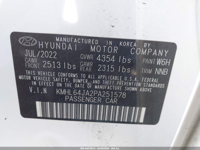 KMHL64JA2PA251578 Hyundai SONATA SEL