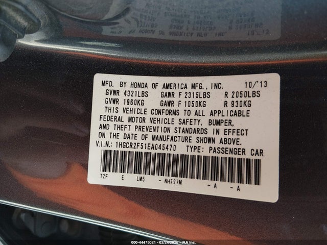 Honda Accord Sport 2014 1HGCR2F51EA045470 Image 9
