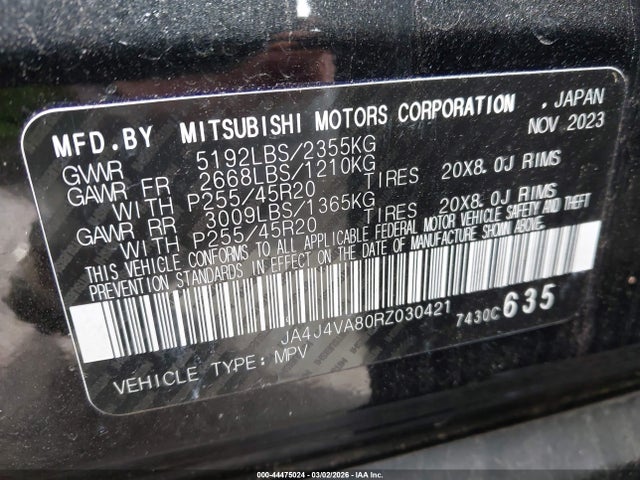 2024 MITSUBISHI OUTLANDER JA4J4VA80RZ030421 Photo 8