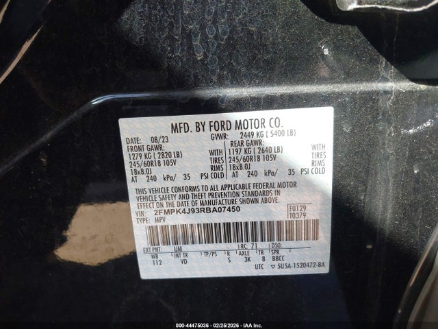 2FMPK4J93RBA07450 Ford EDGE SEL