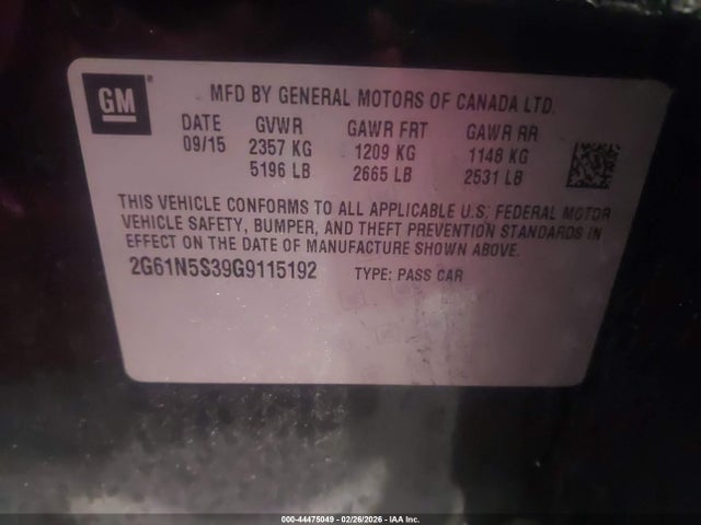 Aukcja sprzedaży 2016 Cadillac Xts Luxury Collection, vin: 2G61N5S39G9115192, numer aukcji: 44475049