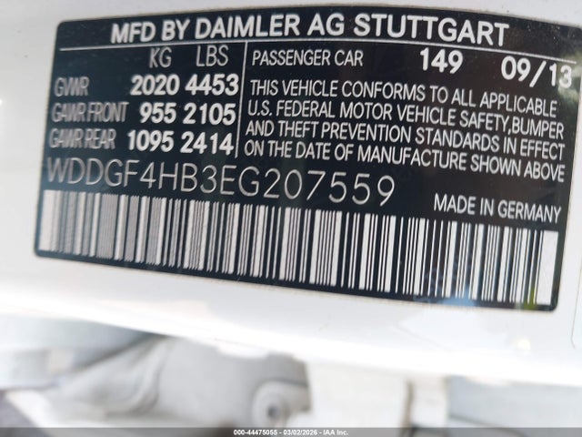 44475055 :رقم المزاد ، WDDGF4HB3EG207559 vin ، 2014 Mercedes-benz C 250 Sport مزاد بيع