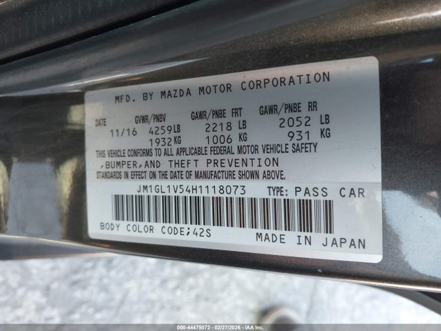 JM1GL1V54H1118073 Mazda Mazda6 Touring