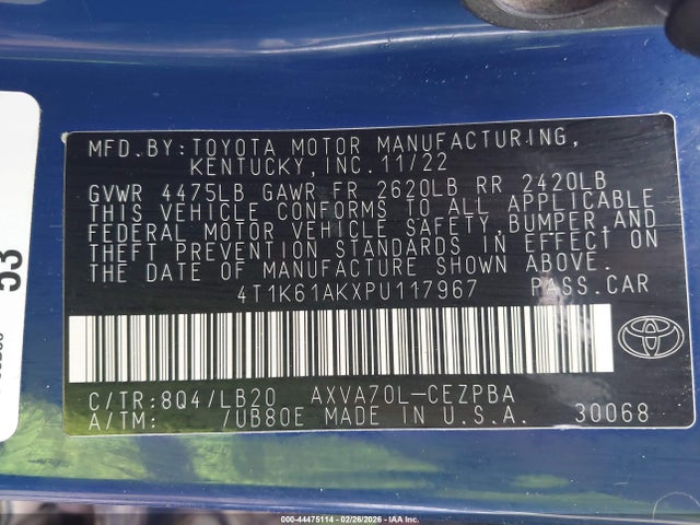 2023 TOYOTA CAMRY 4T1K61AKXPU117967 Photo 8