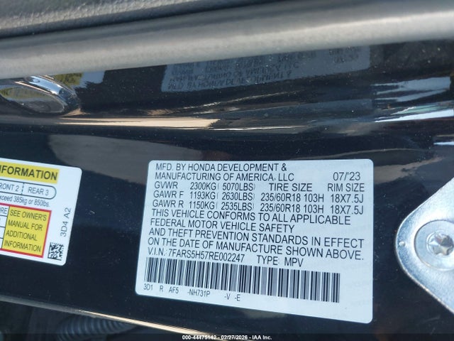 7FARS5H57RE002247 Honda Cr-v Hybrid Sport