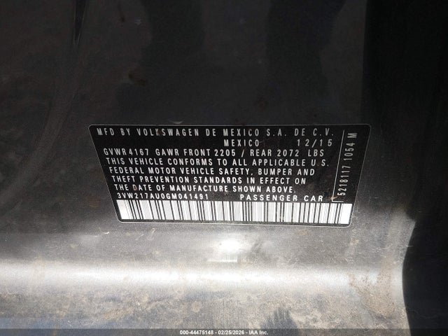 Продаж на аукціоні авто 2016 Volkswagen Golf Tsi Se 4-door, vin: 3VW217AU0GM041491, номер лоту: 44475148