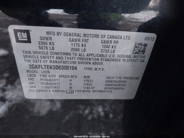 2013 GMC TERRAIN 2GKFLTEK3D6305104 Photo 8