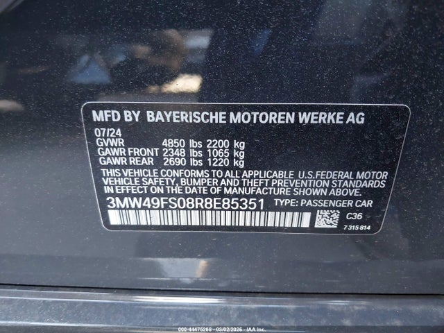 Продаж на аукціоні авто 2024 Bmw M340i, vin: 3MW49FS08R8E85351, номер лоту: 44475288