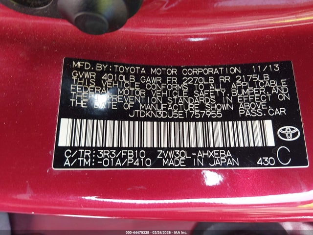 2014 TOYOTA PRIUS JTDKN3DU5E1757955 Photo 8