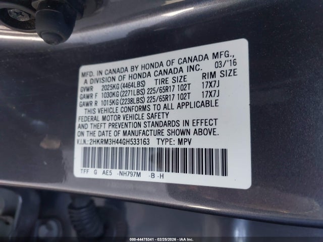 Honda CR-V SE 2016 2HKRM3H44GH533163 Image 9