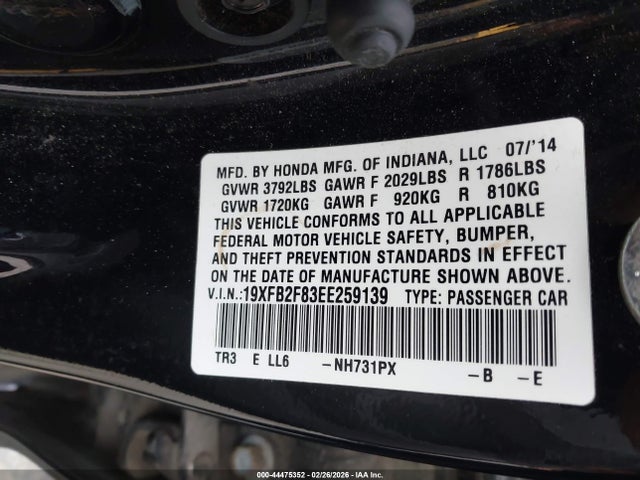Honda CIVIC EX 2014 19XFB2F83EE259139 Image 9
