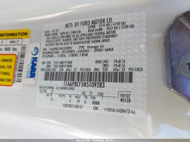 2022 FORD MUSTANG 1FA6P8CF5N5109283 Photo 8