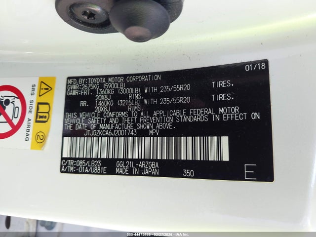 2018 LEXUS RX 350L JTJGZKCA6J2001743 Photo 8