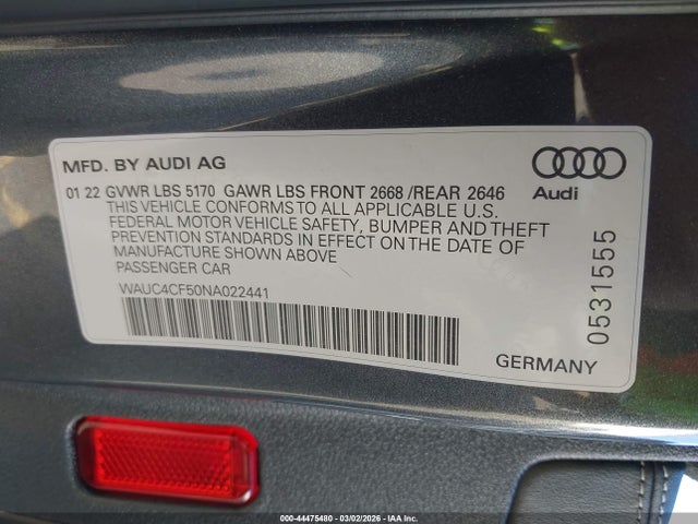 2022 AUDI S5 SPORTBACK WAUC4CF50NA022441 Photo 8