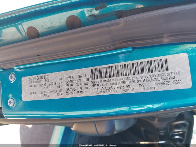 2020 JEEP WRANGLER 1C4GJXAN5LW130310 Photo 8