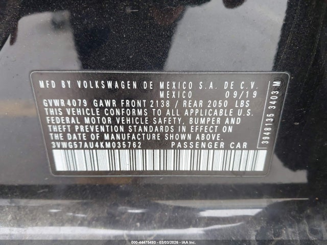 3VWG57AU4KM035762 Volkswagen Golf 1.4t S/1.4t Se