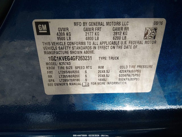 1GC1KVEG4GF263231 Chevrolet Silverado 2500hd Lt
