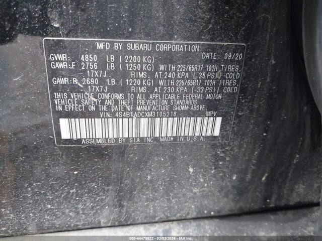 2021 SUBARU OUTBACK 4S4BTADCXM3105218 Photo 8