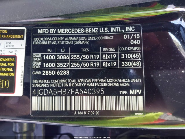 2015 MERCEDES-BENZ ML 350 4JGDA5HB7FA540395 Photo 8