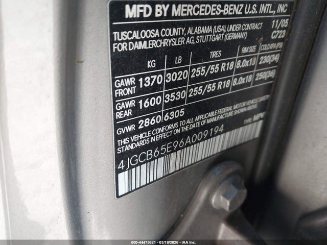 2006 Mercedes-benz R 350 4matic მანქანა იყიდება აუქციონზე, vin: 4JGCB65E96A009194, აუქციონის ნომერი: 44475621