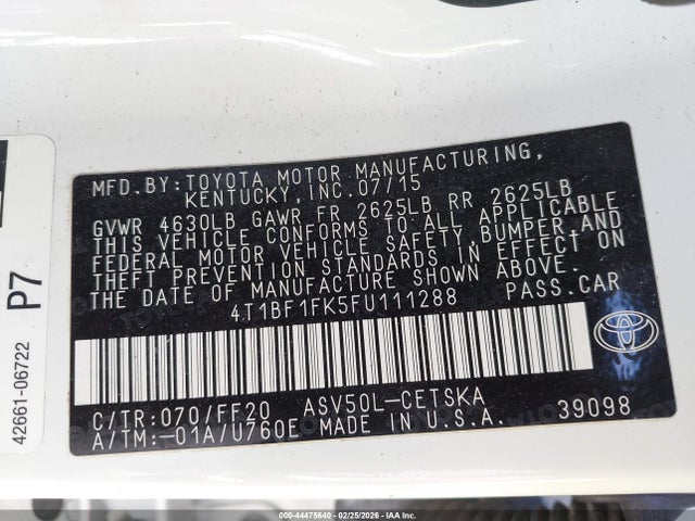 Toyota CAMRY SE 2015 4T1BF1FK5FU111288 Image 9