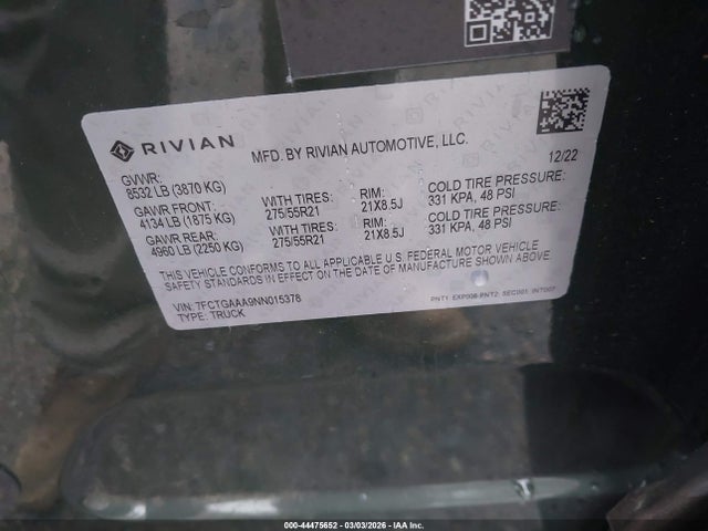 Rivian R1t Adventure 2022 7FCTGAAA9NN015378 Image 9