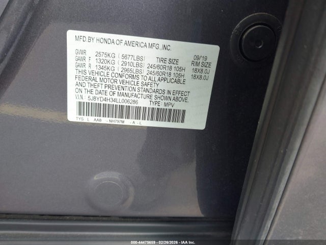 Aukcja sprzedaży 2020 Acura Mdx Standard, vin: 5J8YD4H34LL006286, numer aukcji: 44475659