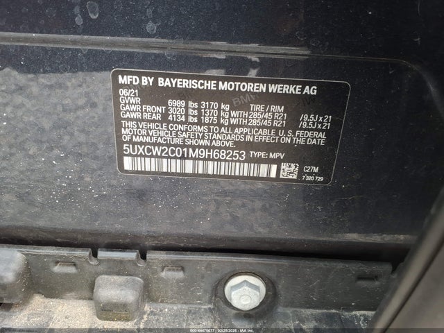 44475677 :رقم المزاد ، 5UXCW2C01M9H68253 vin ، 2021 Bmw X7 Xdrive40i مزاد بيع