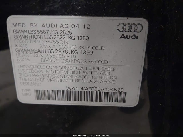 2012 AUDI Q5 WA1DKAFP5CA104529 Photo 8