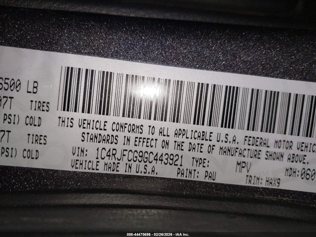 1C4RJFCG9GC443921 Jeep Grand Cherokee High Altitude