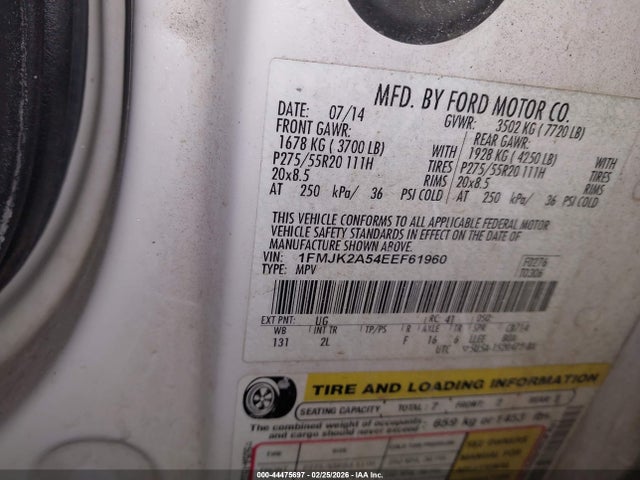 2014 FORD EXPEDITION EL 1FMJK2A54EEF61960 Photo 8