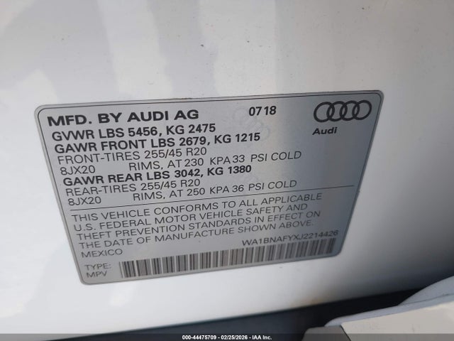 WA1BNAFYXJ2214426 Audi Q5 2.0t Premium/2.0t Tech Premium