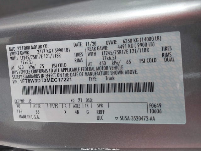 1FT8W3DT3MEC17221 Ford F-350 Platinum