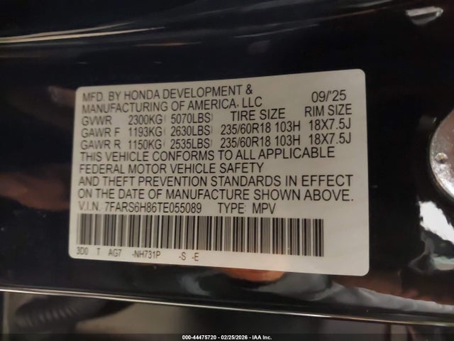 7FARS6H86TE055089 Honda Cr-v Hybrid Awd Sport-l