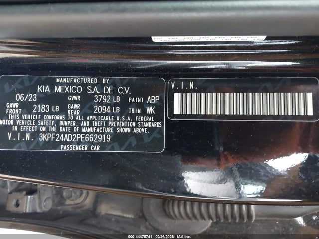 Aukcja sprzedaży 2023 Kia Forte Lxs, vin: 3KPF24AD2PE662919, numer aukcji: 44475741