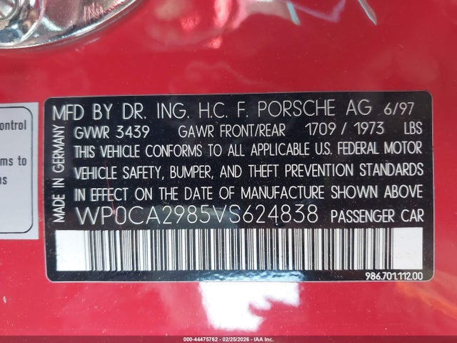 1997 PORSCHE BOXSTER WP0CA2985VS624838 Photo 8