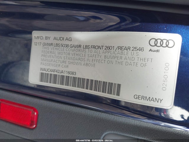 Продаж на аукціоні авто 2018 Audi S4 3.0t Premium Plus, vin: WAUC4AF42JA116083, номер лоту: 44475796