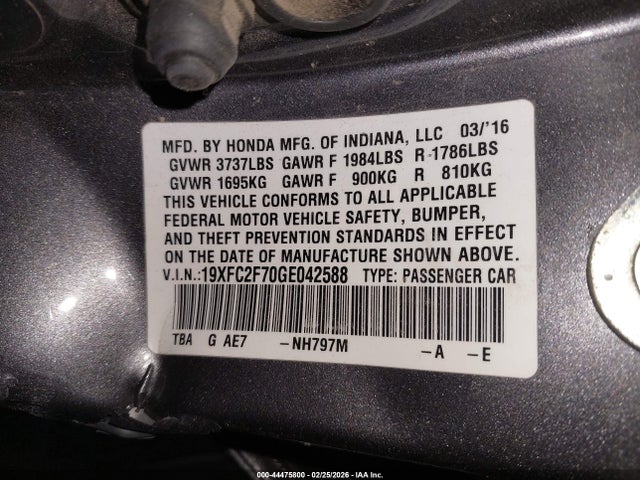 19XFC2F70GE042588 Honda CIVIC EX