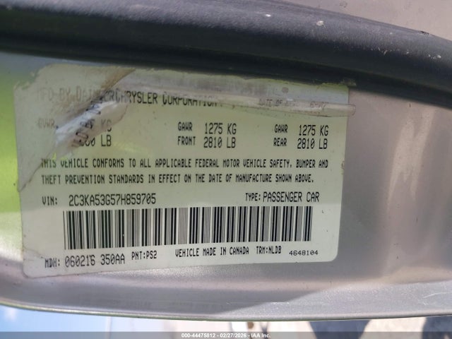 Продажа на аукционе авто 2007 Chrysler 300 Touring, vin: 2C3KA53G57H859705, номер лота: 44475812