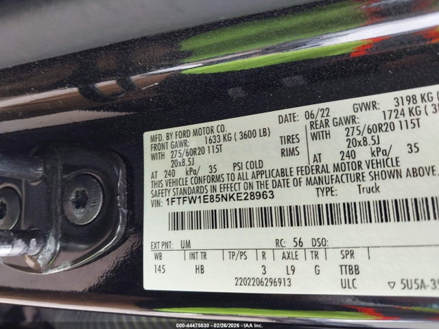 2022 FORD F-150 1FTFW1E85NKE28963 Photo 8