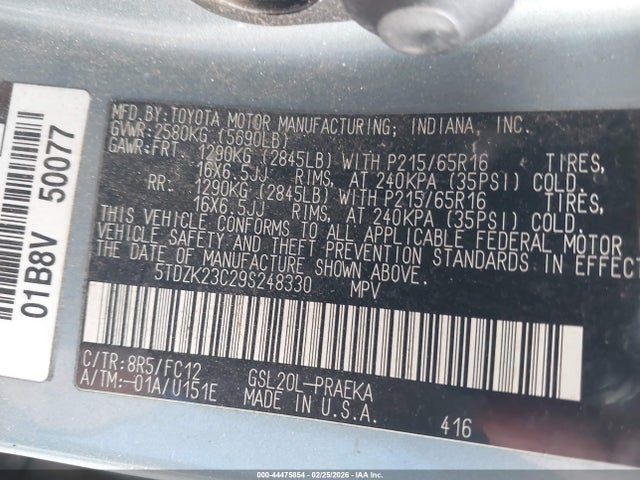 2009 TOYOTA SIENNA 5TDZK23C29S248330 Photo 8