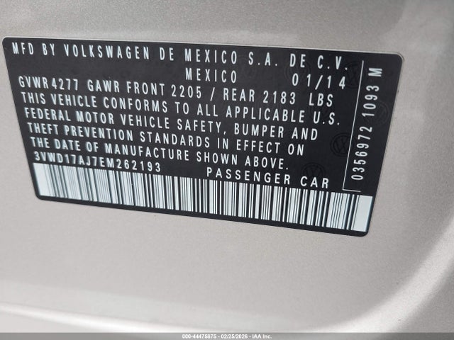 2014 VOLKSWAGEN JETTA 3VWD17AJ7EM262193 Photo 8