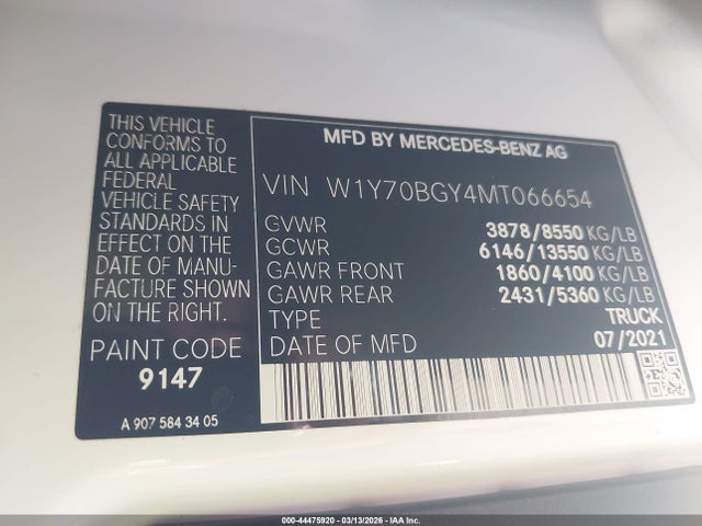 2021 MERCEDES-BENZ SPRINTER 1500 W1Y70BGY4MT066654 Photo 8